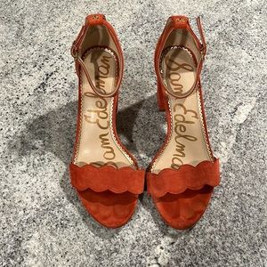 Sam Edelman Suede Orange Rust Heels 8.5 (heel height 3”)
